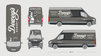 Dewey's Bakery Sprinter Van Concept bakery packaging packaging design specialty food vehicle wrap vintage