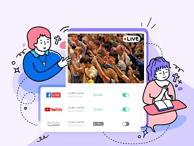 Church Streaming color palette design flat graphic design illustration purple