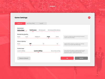 Settings | Daily UI - 007 clean design clean ui daily daily ui 007 dailyui dailyuichallenge digital football game game design simple uidesign