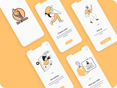 onboarding for Ice Cream App app colorful design food app icecream illustrations ios design ui design uxdesign