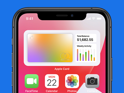 iOS 14 Apple Card Widget 14 apple art branding creative design fake design illustration ios ios14 iphone mockup money management typography ui ux vector wallpaper widget