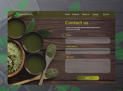 Organic Food Website Contact Form contact us design form field forms interface website