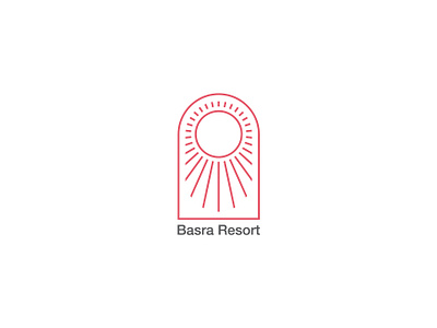 Basra Resort Logo brand branding easy fun icon logo minimal minimalism minimalist morning red simple sky sun window