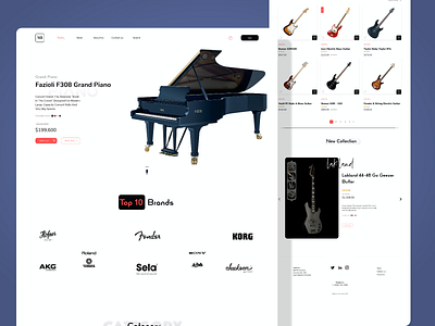 Musical instrument landing page adobe xd design drums fazioli guitar guitarist instrument landingpage minimal music musical piano sketch ui uiux website