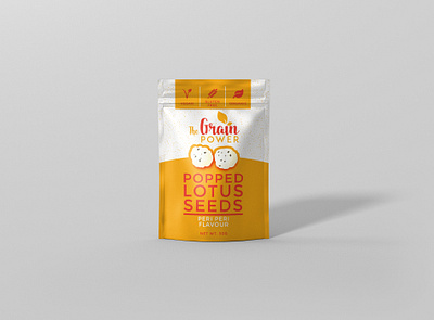 The Grain Power - Popped Lotus Seeds branding design graphics illustration illustrator logo lotus seeds packaging packaging design pattern print snack