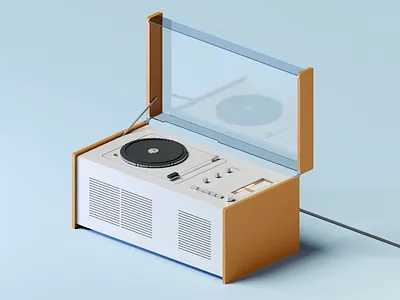 Voxel Tech: Braun SK55 Record Player/Radio Phonosuper braun isometric art magicavoxel radio record player retro tech voxelart