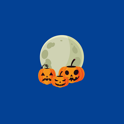 Halloween Pumpkin and Moon design icon illustration vector