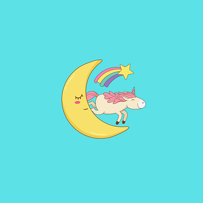 Moon and Baby Unicorn Best Friends Forever design illustration vector