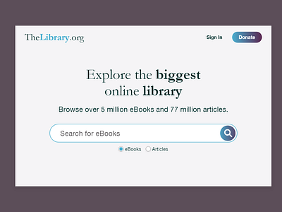 Visiting The Library 022 daily ui dailyui ebook garamond landing page library search engine