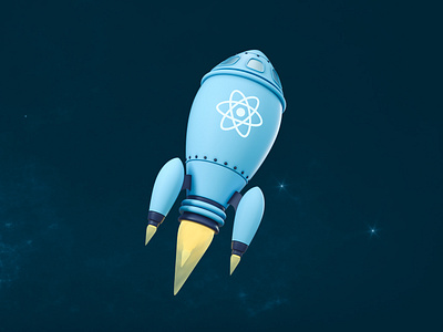 React Rocket 3d 3d illustration cinema 4d code coding design icon illustration low poly octane outer space react science fiction space spaceship stars stylized universe web design