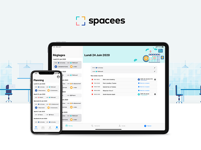 Spacees App app apple design illustration ios management mobile app remotework spaces ui uiux ux