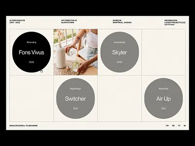 Alfred Duratis Layout 2022 trends art direction clean creative design experimental folio hover layout personal website portfolio typo typography ui ui elements uidesign ux web web design website ui
