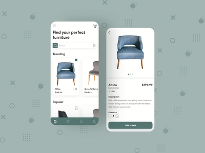 Furniture App UI app clean ui designinpiration dribble mobile app mobile ui uidesign userinterface