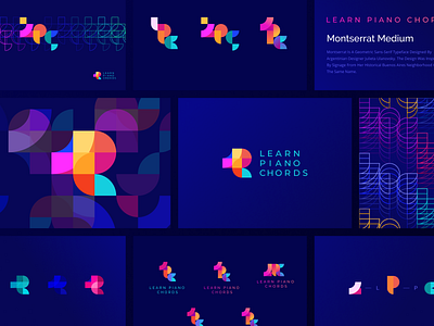 Learn Piano Chords Logo app branding bright colorful composition dark logo logo design logotype process