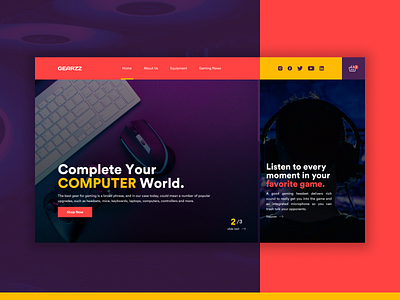 Gaming Gear - UI Design Concept cart colorful concept game gaming gaming website gear geared headset keyboard mouse purple ui ui artist uidesign uiux userinterface web website yellow