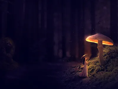 Glowing Mushroom photoshop