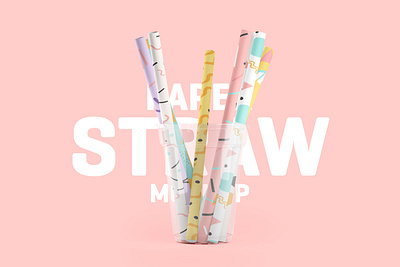 Paper Straw 3D Mockup 3d brochure design graphic mock up mock up mock ups mockup mockups paper presentation psd mockup straw