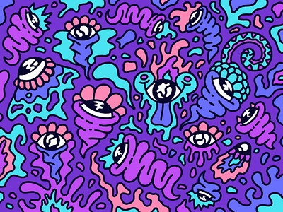 Midnight Doodles background brainfart cute digital art digital artwork doodle doodles doodling eye eyes flower flowers graphic design illustration procreate procreate art psychedelic snek wallpaper weird