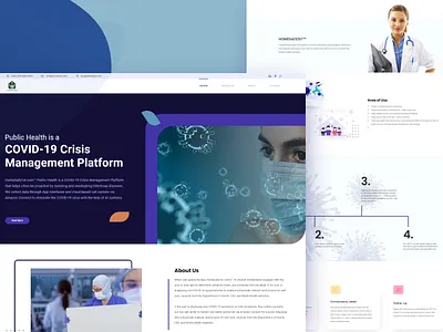 COVID-19 Management Platform Website Landing Page UI Design app design design flat graphic design illustration ui ux web webdesign website