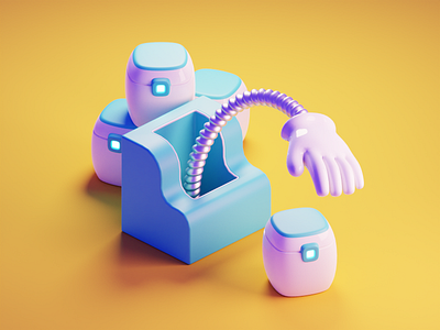 Robot Hand Tutorial 3d blender diorama illustration isometric render robot tutorial