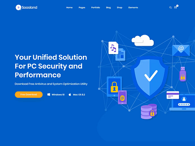 Security Software Landing Page design landing page landing page design ui ui design uiux ux web design website design wordpress theme