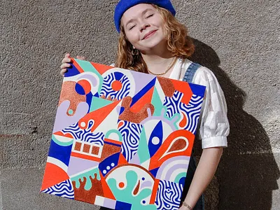 Prélude - acrylique acrylic collage colors colourful graphic illustration pattern toile