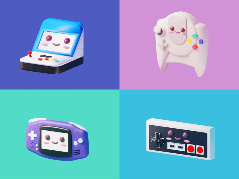 Retro Consoles 3d 3d art blender character colors design dribbble gamer gamers gif modeling render retro shot videogame