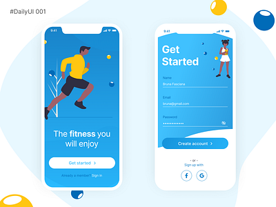 DailyUI - Sign up 001 app app design blue dailyui design figma flat illustration illustrations login minimal mobile sign in sign up ui uiux ux