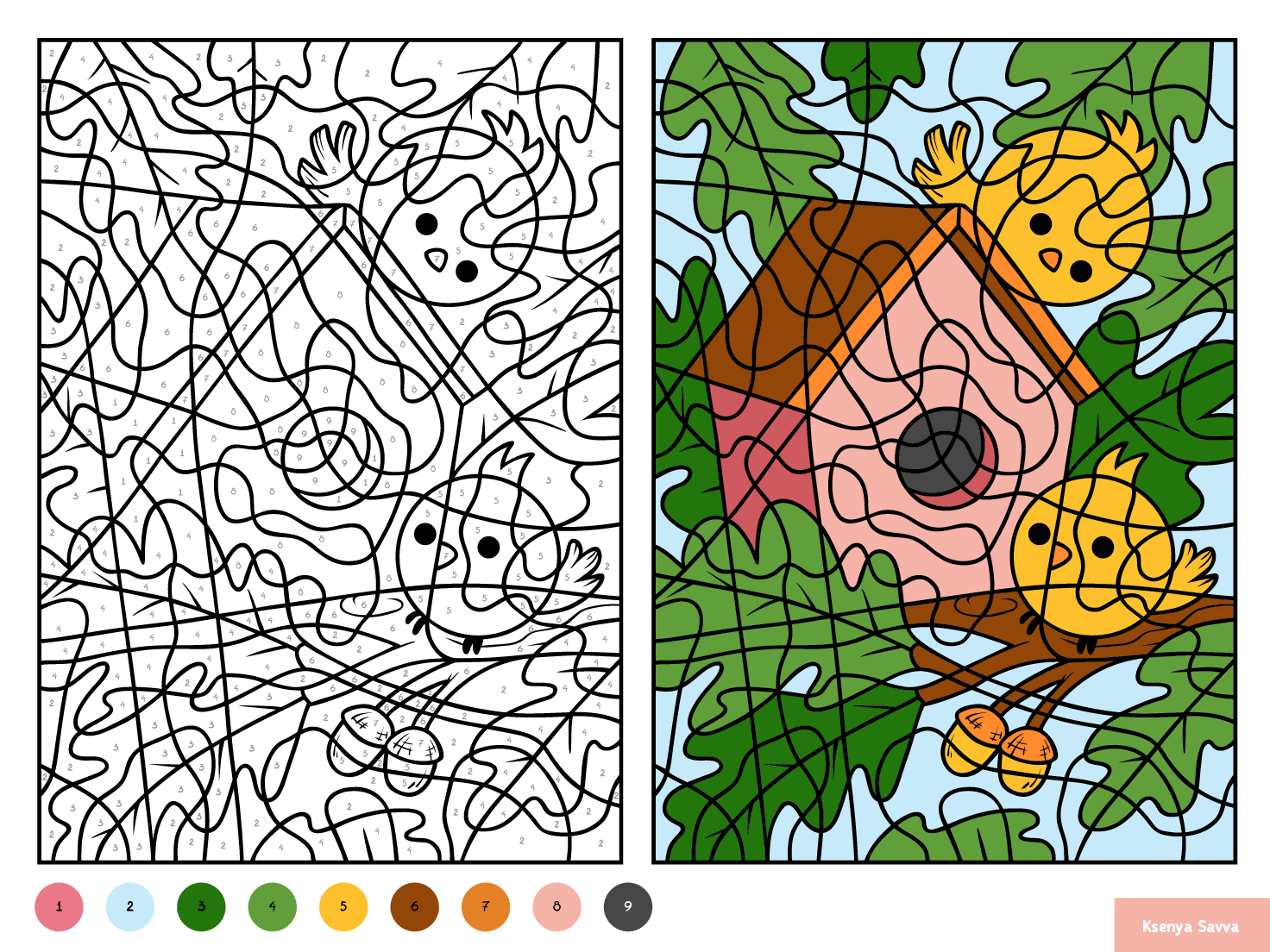 Example of Color By Number, Vector Coloring Page