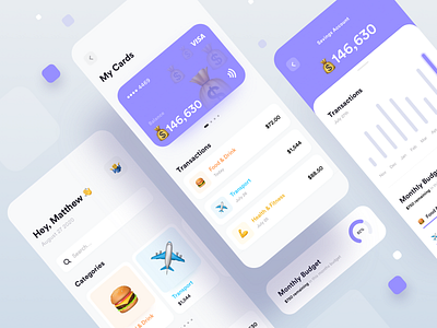 Emoji Banking app banking branding budget cards colorful dashboard data depth emoji finance illustration minimal money app playful saving shadow simple ui website