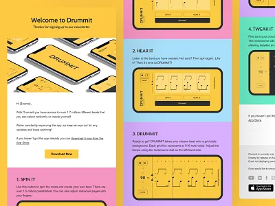 Welcome Email app app email drummer drumming drummit email email code email design email designer email marketing email template html email yellow