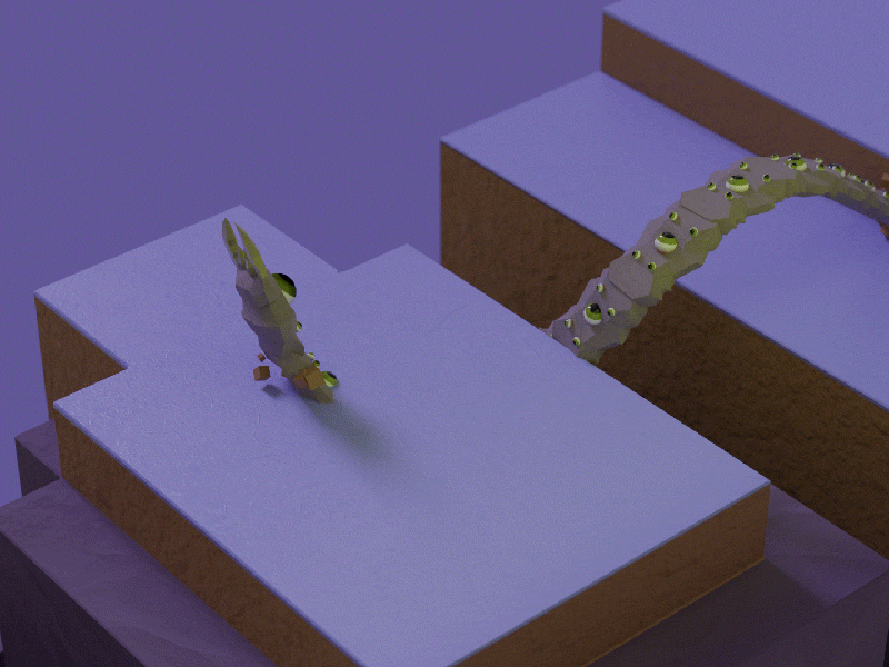 Terraria Boss Eater of Worlds 3d animation corruption eater evil game low poly of snake terraria video worlds worm