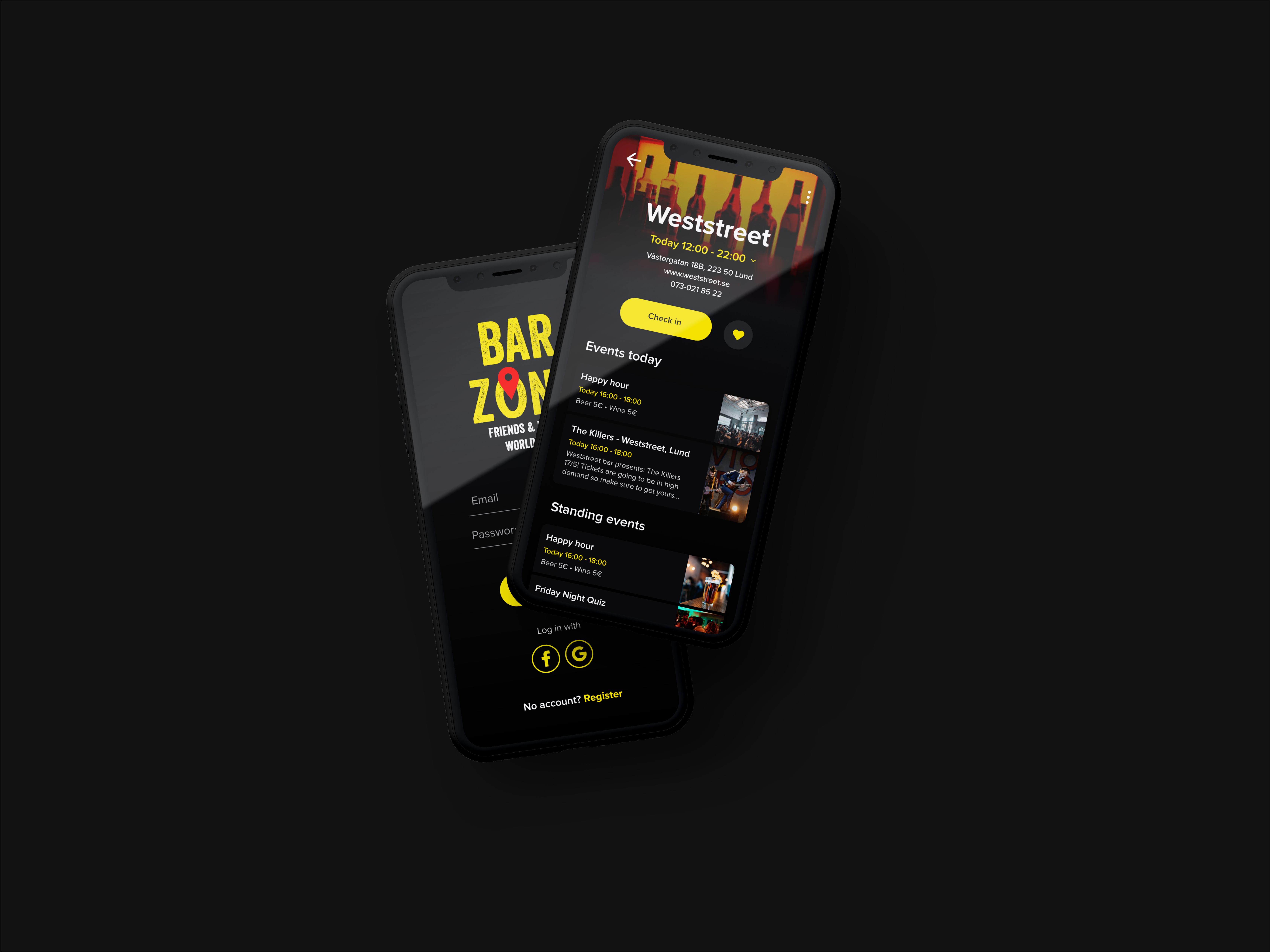 Example of BarZone - Bar and event finder app