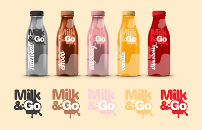 Milk&GO branding design flat logo minimal modern packaging design vector