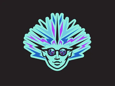 Psychedelic branding face illustration logo sticker sticker design woman