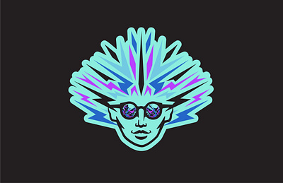 Psychedelic branding face illustration logo sticker sticker design woman