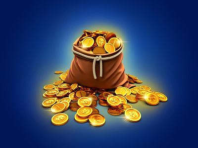 100 tokens pack 3d app bag coin pack coins currency game art game ui store tokens