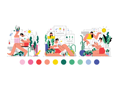 Plant Mom Brand Illustrations 2d branding branding illustration character design clean face flat flat art flat illustration graphic marketing minimal minimal illustration vector vector art web illustration