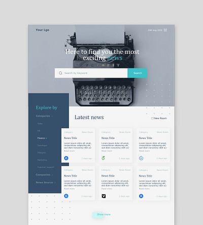 News webpage design branding design flat minimal ui ux web
