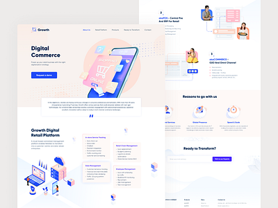 Digital Retail Landing Page about us commerce crm design digital flat landingpage platform retail ui uidesign