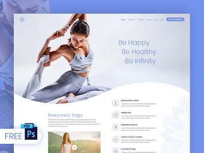 Free Yoga Web Design PSD Template fitness website fitness website design free psd free psd templates freebies psd psd design psd download web design webdesign website design wellness website yoga
