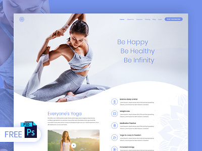 Free Yoga Web Design PSD Template fitness website fitness website design free psd free psd templates freebies psd psd design psd download web design webdesign website design wellness website yoga