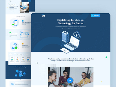 Business Intelligence | Data Science & Analytics Landing Page analytics branding cloud data design digital flat design icons illustration landing page microsoft science technology typography ui ux video website wordpress theme