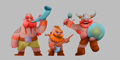 3 Vikings character design characters concept illustration