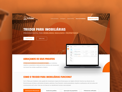 Landing page - Triider para Imobiliárias 1/2 business design interface landing landingpage mockup orange ui uiux