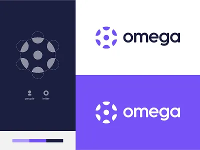 Omega Logo brand circle logo flat graphic design icon letter o logo logo concept logo construction logo design logo for sale logo inspiration logodesign logotype people icons people logo