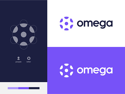 Omega Logo brand circle logo flat graphic design icon letter o logo logo concept logo construction logo design logo for sale logo inspiration logodesign logotype people icons people logo