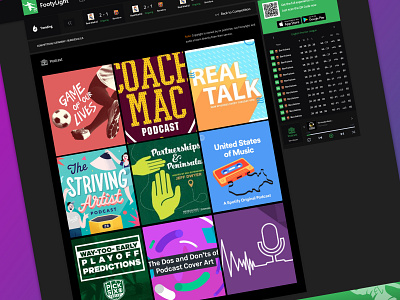 Football site podcast screens branding typography ui ux web website
