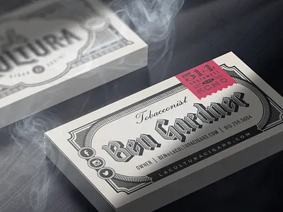 La Cultura Business Cards blackletter branding business cards cigars smoke smoking