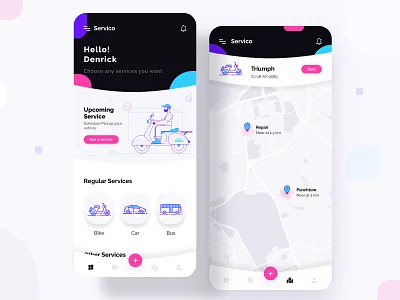 Servico - Vehicle Service Booking App adobexd booking app mobile app mobile app design mobile application mobile ui service app ui uidesign userinterface uxdesign